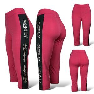 Women's High Waist Athletic Capri Leggings with Pockets, Gym | Light pink